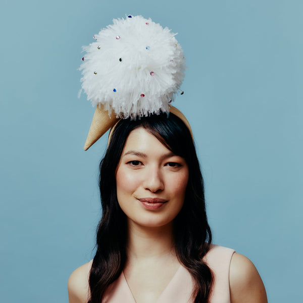 ostrich pom pom ice cream headband