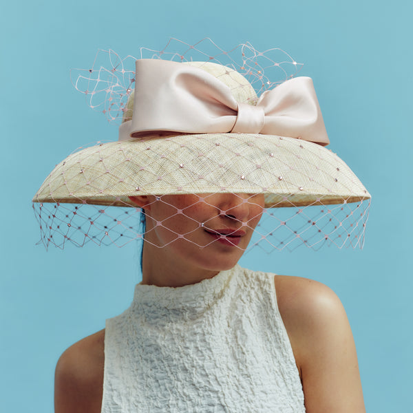 Hepburn Blush Veiled Picture Hat