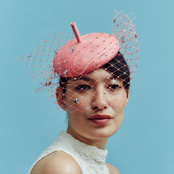 Doolittle Pink Veiled Beret