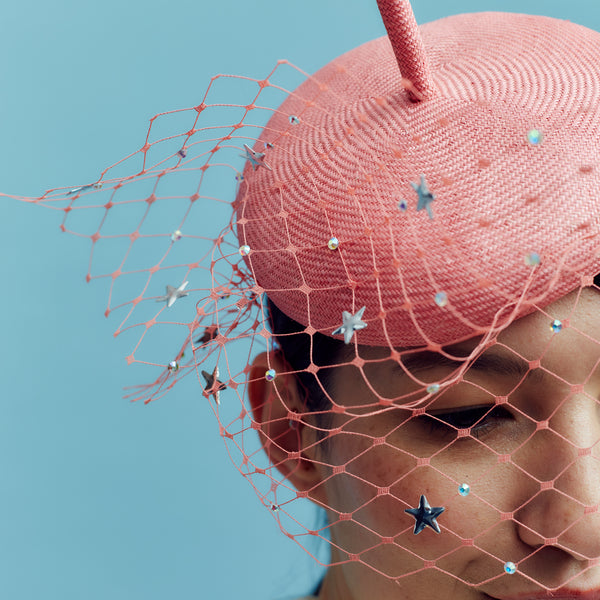 Doolittle Pink Veiled Beret