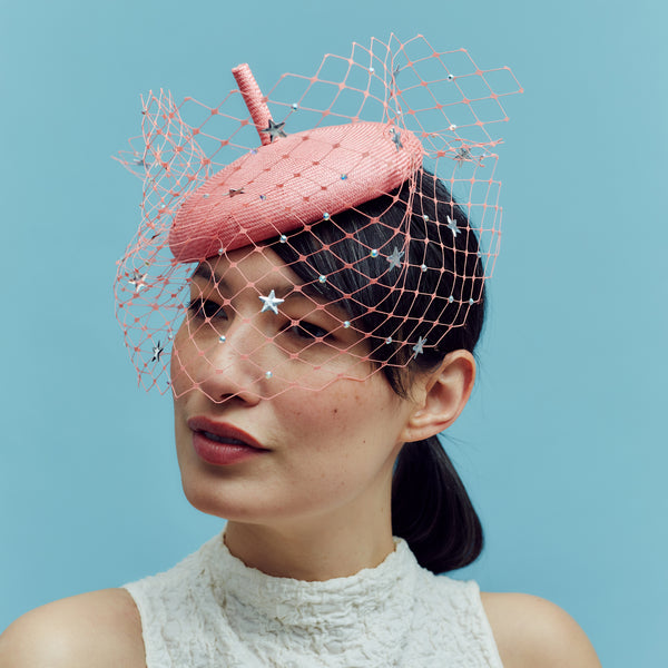 Doolittle Pink Veiled Beret