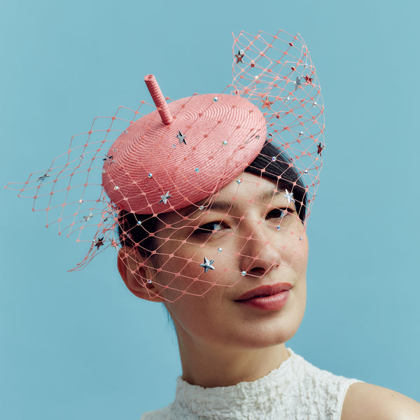 Doolittle Pink Veiled Beret