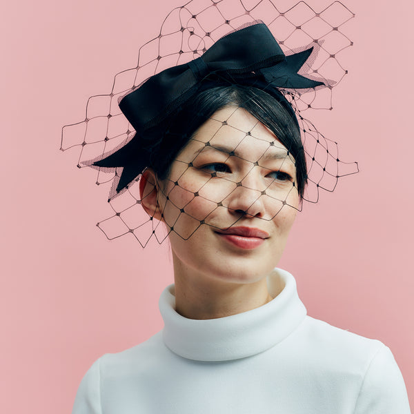 Nicole Black Bow Veiled Headband