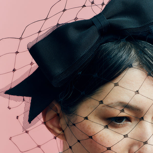 Nicole Black Bow Veiled Headband