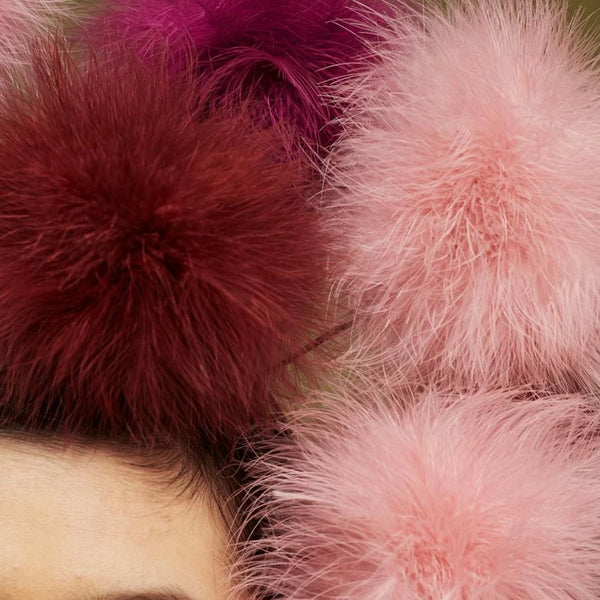 Murano Red and Pink Feather Pom Pom Headpiece