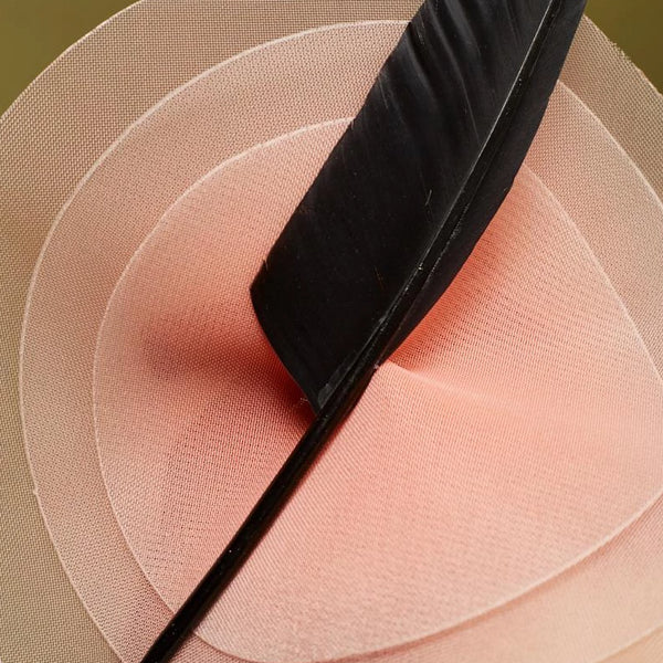 Lattimo Pink Crin Hat with Black Feather