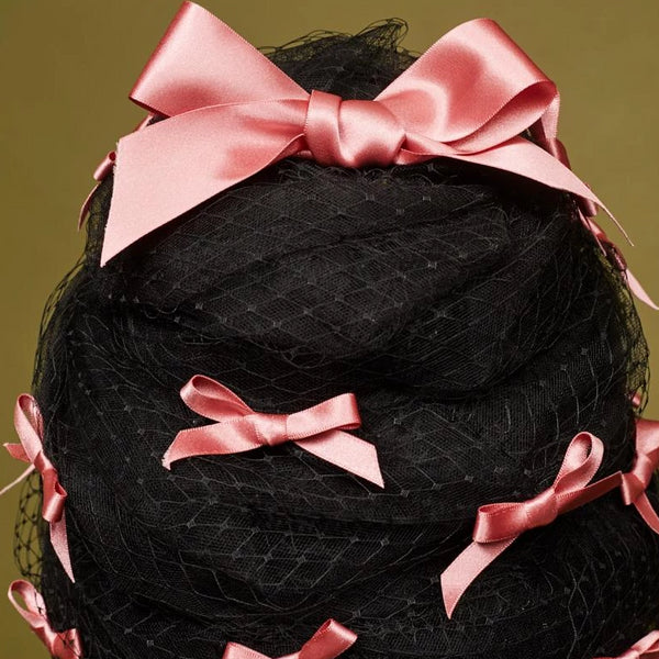 Mayfair Black Tulle Bow Turban