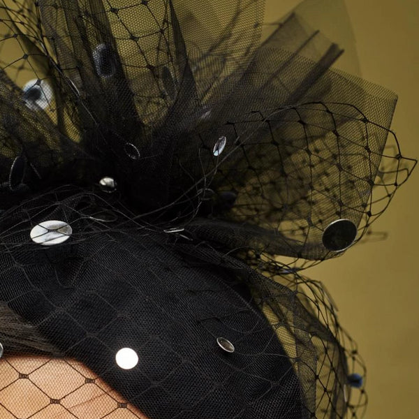 Moretti Black Veiled Felt Pillbox