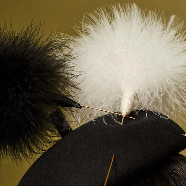 Hanover Black and White Pom Pom Felt Beret
