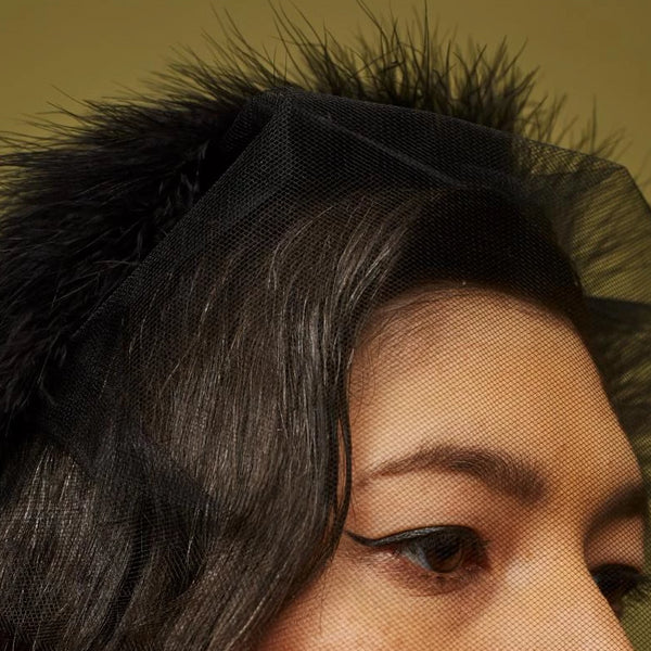 Osler Black Tulle Feather Blusher Veil