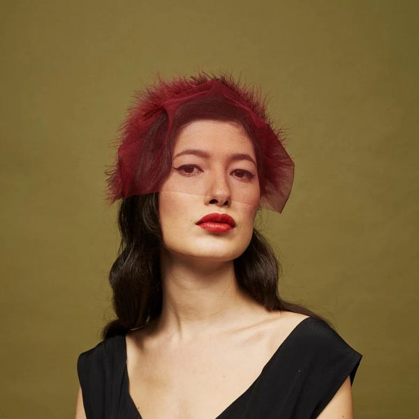 Osler Red Veil - Awon Golding Millinery