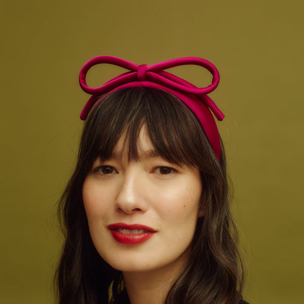 awon golding alabama purple satin bow headband