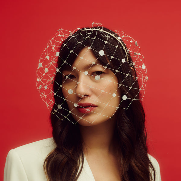 Awon Golding polka dot veiled headband, alternate view