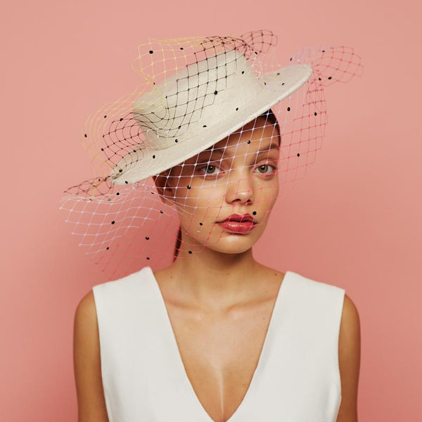 Optics veiled boater - Awon Golding Millinery Bridal