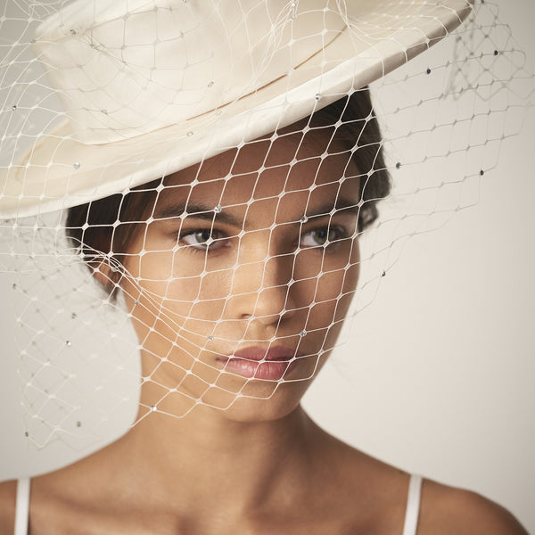 Icon Ivory White Veiled Boater