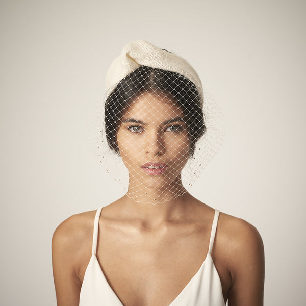 First Kiss Hessian turban headband with veil