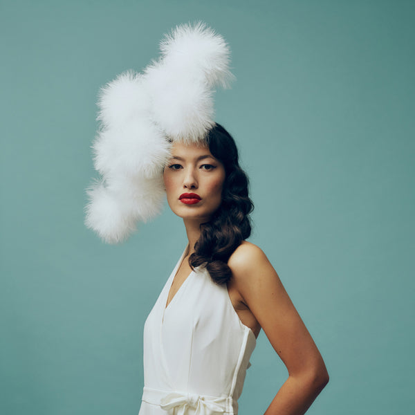 Fairy White Marabou Feather Pom Pom Headpiece