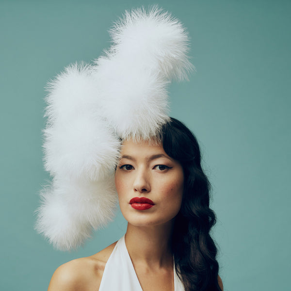 Fairy White Marabou Feather Pom Pom Headpiece