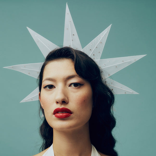 Gloriana White Crin and Crystal Star Halo Headpiece