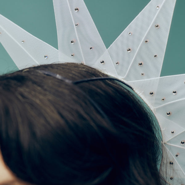 Gloriana White Crin and Crystal Star Halo Headpiece