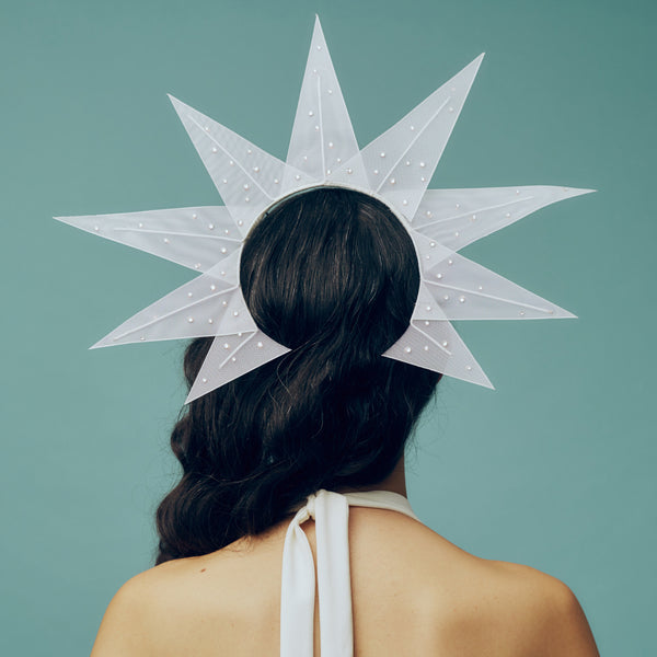 Gloriana White Crin and Crystal Star Halo Headpiece