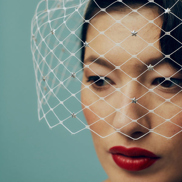 Bright Eyes White Bird Cage Blusher Star Veil
