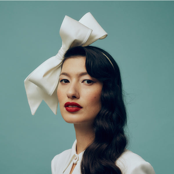 Penny Lane White Satin Bow Headband