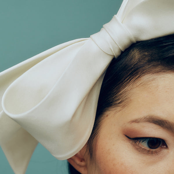 Penny Lane White Satin Bow Headband