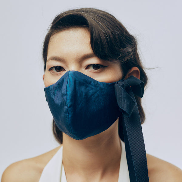 Silk Face Mask - Navy
