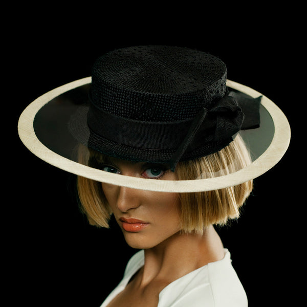 Hawk Black Straw Boater