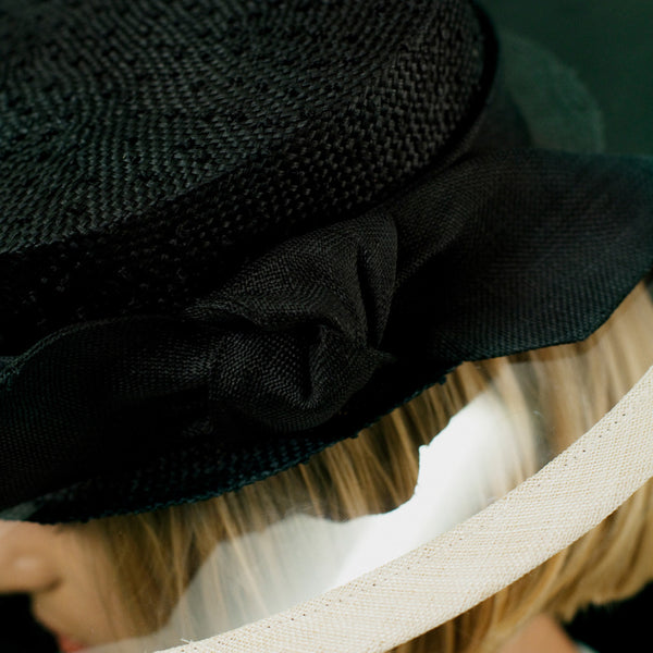 Hawk Black Straw Boater