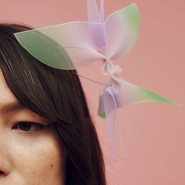 Hand-made ombre crinoline bird headband - Awon Golding Millinery