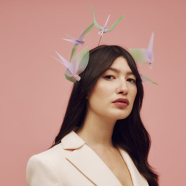 Hand-made ombre crinoline bird headband - Awon Golding Millinery