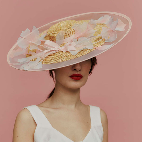 Belle Straw Braid and Crinoline Poppy Boater