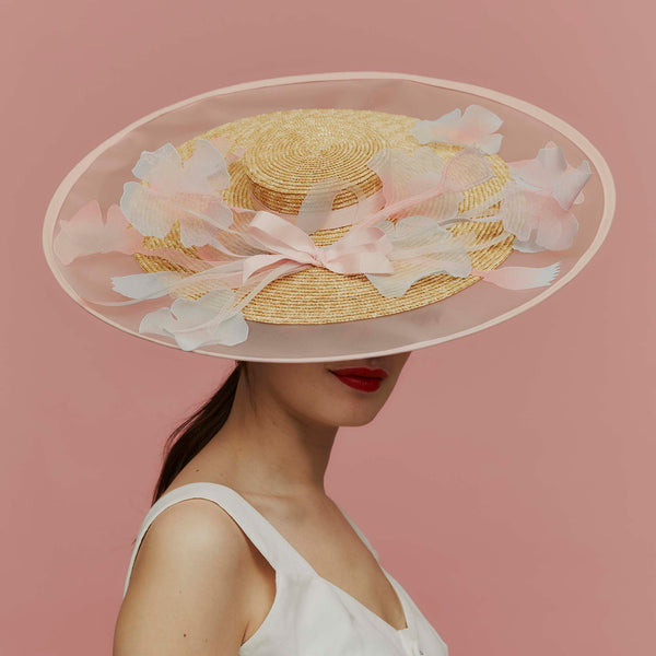 Belle Straw Braid and Crinoline Poppy Boater