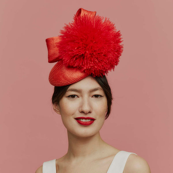 Rio Red Straw Hat with Giant Pom pom