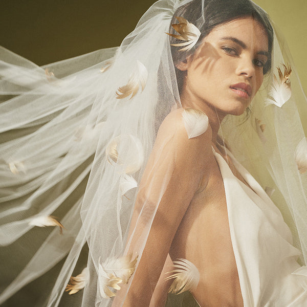 Cascade Feather & Tulle Veil