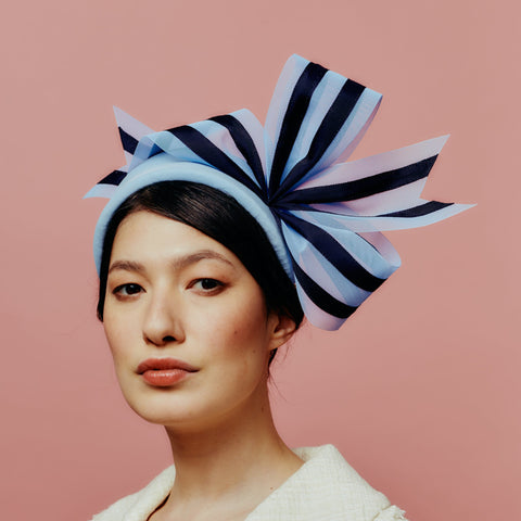 blue headband with bow
