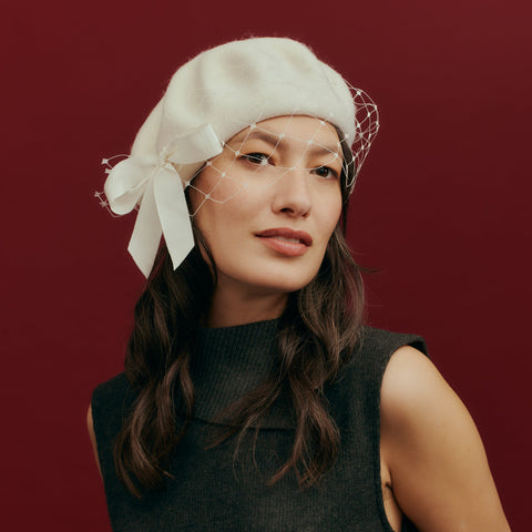 Cupid Bow Beret - White