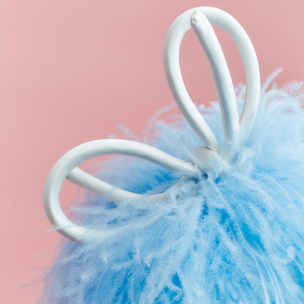 Hendrix Blue Feather Hat with Bow