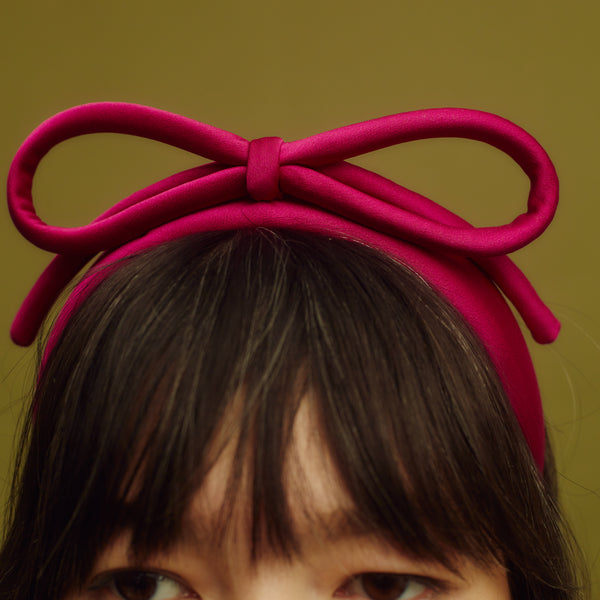 awon golding alabama purple satin bow headband close up