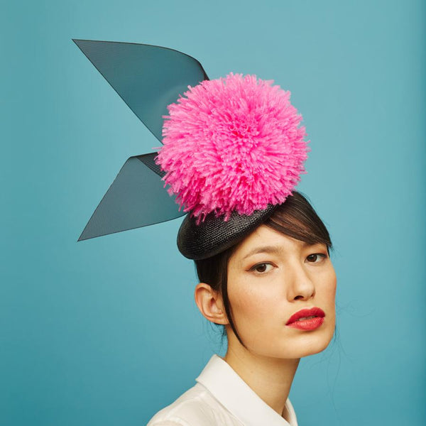 Awon Golding Bal Black and Pink Giant Pom Pom Hat