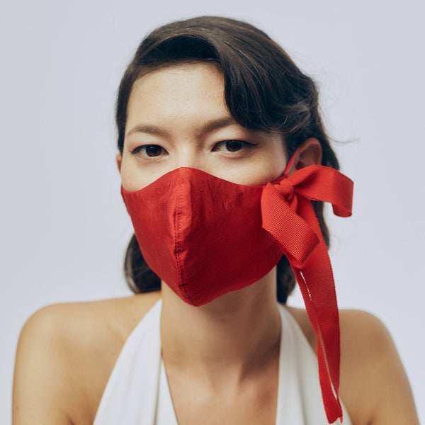 Silk Face Mask - Red