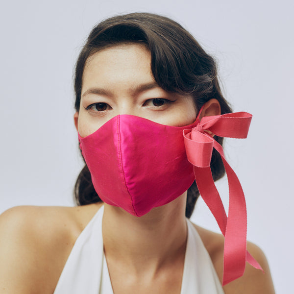 Silk Face Mask - Bright Pink