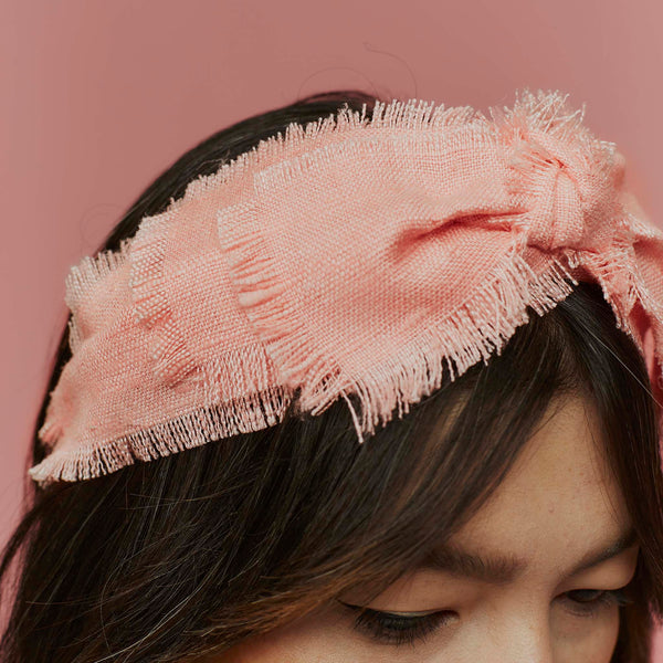 Kitty Pink Frayed Silk Knotted Headband