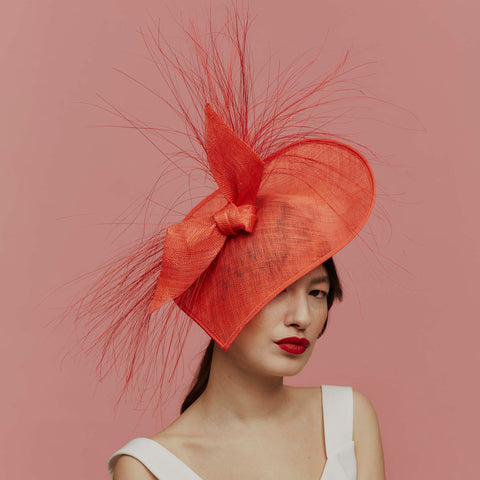 Madeleine Red Heart Slice Hat with Bow
